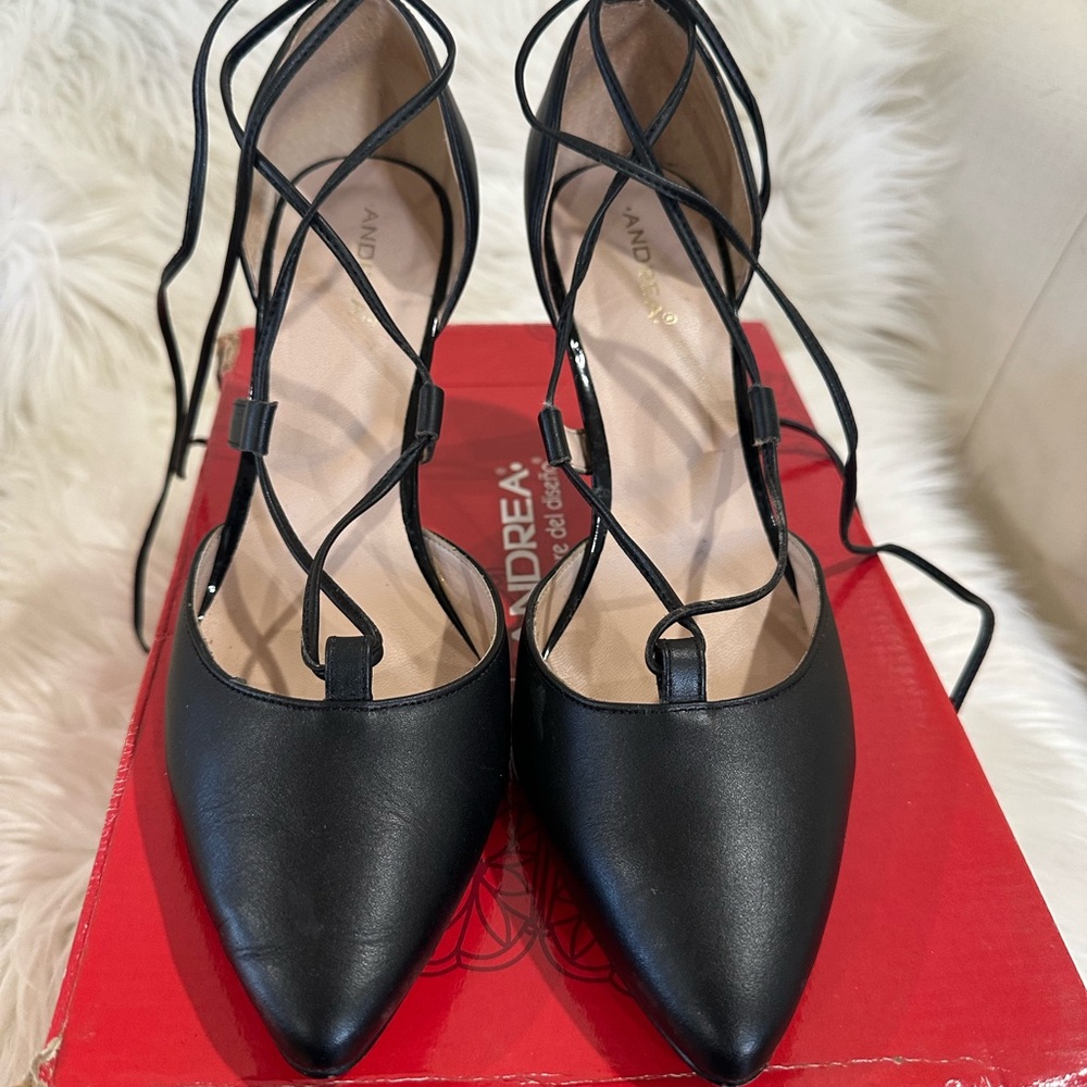 ANDREA FENZI Black Strappy Heels